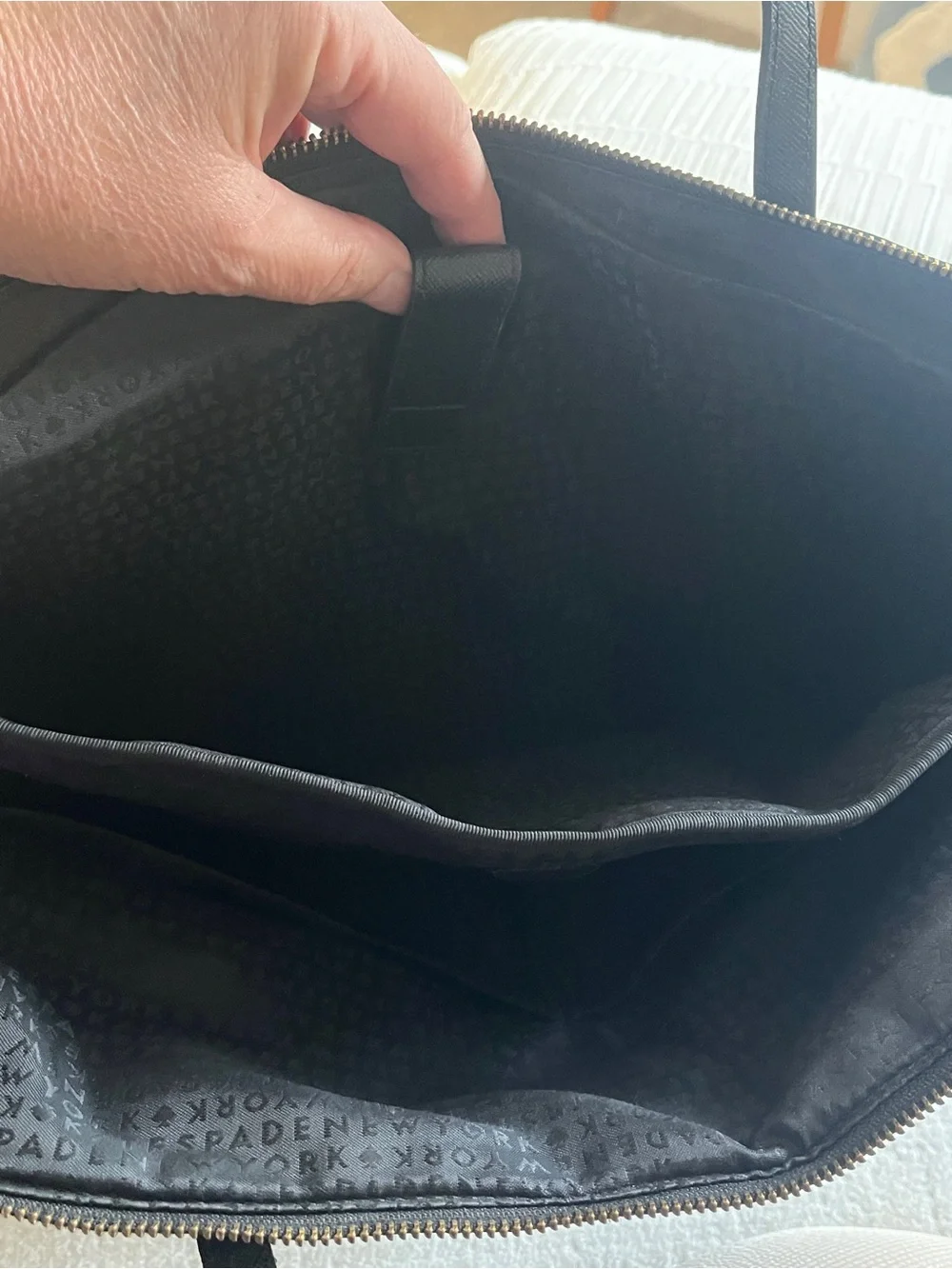 kate spade Black Nylon Laptop Tote with Gold Logo Plaque